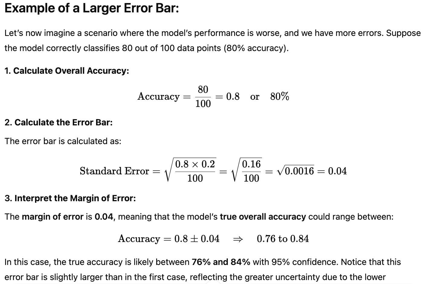 Understanding Overall Accuracy and Error Bars in Machine Learning